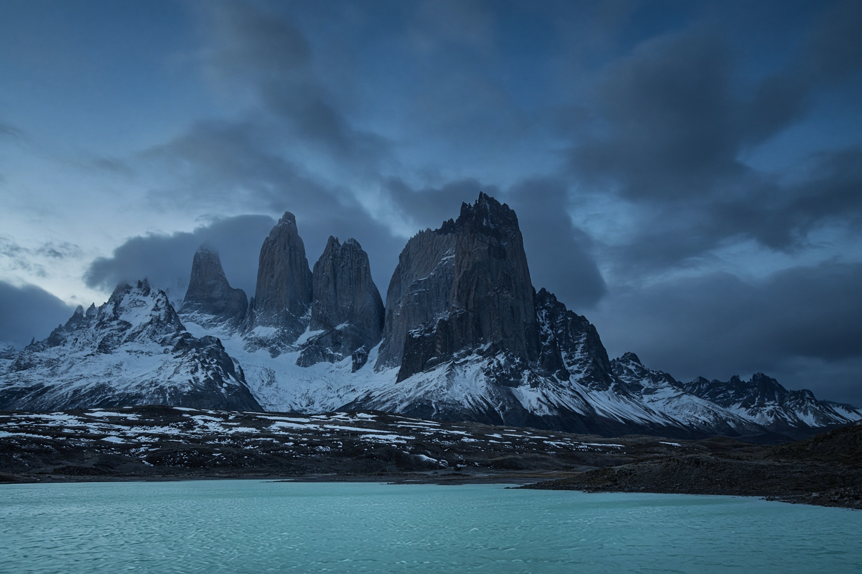 Macizo de Torres del Paine al anochecer